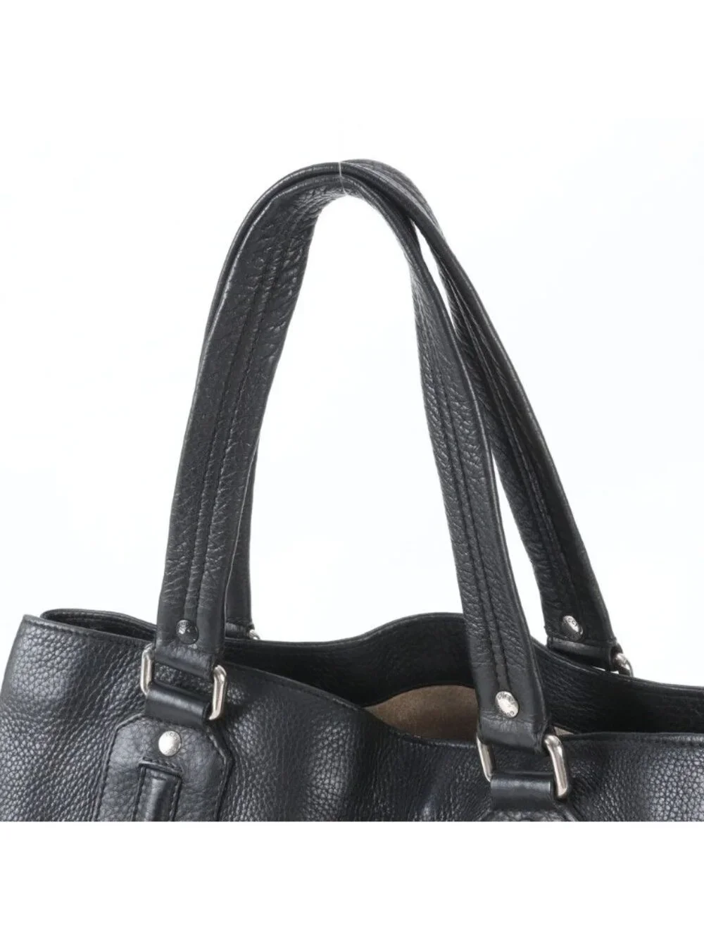 Gucci Leather Tote Bag Shoulder Business Document Black